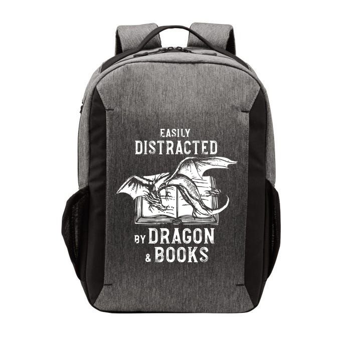 Easily Distracted By Dragon And Books Nerds Vector Backpack