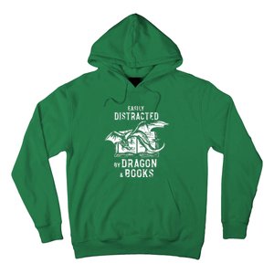 Easily Distracted By Dragon And Books Nerds Hoodie