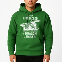 Easily Distracted By Dragon And Books Nerds Hoodie