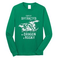 Easily Distracted By Dragon And Books Nerds Long Sleeve Shirt