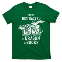 Easily Distracted By Dragon And Books Nerds T-Shirt