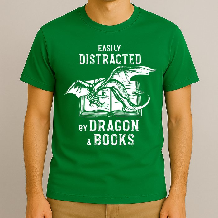 Easily Distracted By Dragon And Books Nerds T-Shirt