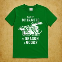 Easily Distracted By Dragon And Books Nerds T-Shirt