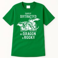 Easily Distracted By Dragon And Books Nerds Tall T-Shirt