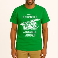 Easily Distracted By Dragon And Books Nerds Tall T-Shirt