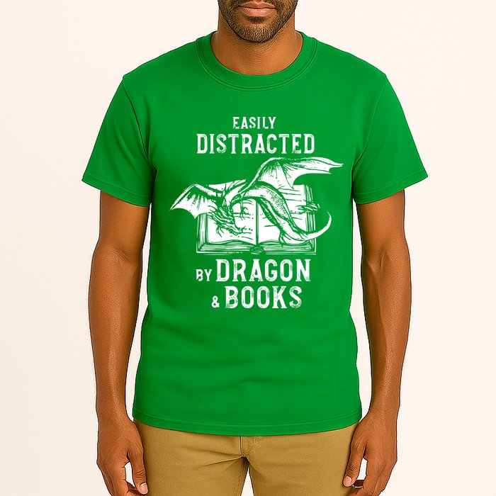 Easily Distracted By Dragon And Books Nerds Tall T-Shirt