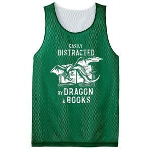 Easily Distracted By Dragon And Books Nerds Mesh Reversible Basketball Jersey Tank