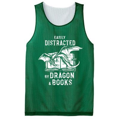 Easily Distracted By Dragon And Books Nerds Mesh Reversible Basketball Jersey Tank