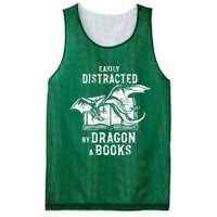 Easily Distracted By Dragon And Books Nerds Mesh Reversible Basketball Jersey Tank