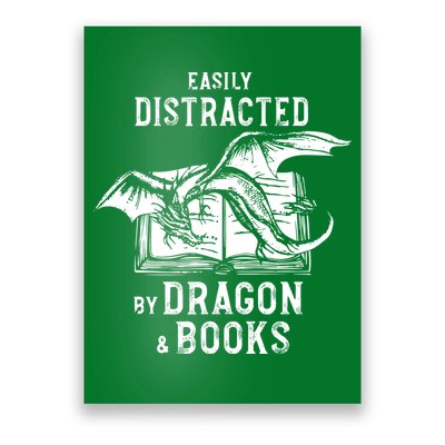 Easily Distracted By Dragon And Books Nerds Poster