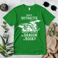 Easily Distracted By Dragon And Books Nerds Premium T-Shirt