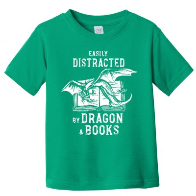 Easily Distracted By Dragon And Books Nerds Toddler T-Shirt