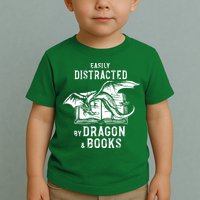 Easily Distracted By Dragon And Books Nerds Toddler T-Shirt
