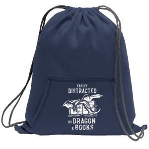 Easily Distracted By Dragon And Books Nerds Sweatshirt Cinch Pack Bag