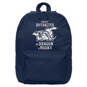 Easily Distracted By Dragon And Books Nerds 16 in Basic Backpack