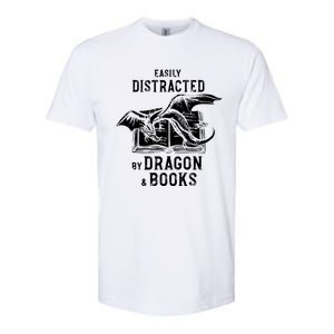 Easily Distracted By Dragon And Books Nerds Softstyle CVC T-Shirt