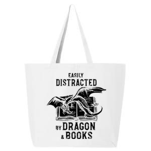 Easily Distracted By Dragon And Books Nerds 25L Jumbo Tote