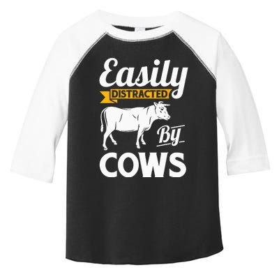 Easily Distracted By Cows Funny Cow Famers Gift Toddler Fine Jersey T-Shirt