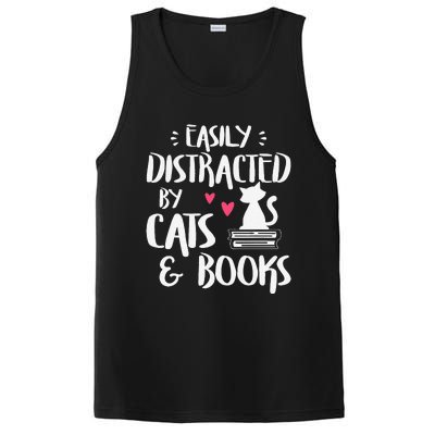 Easily Distracted By Cats And Books Cat & Book Lover PosiCharge Competitor Tank