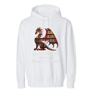 Easily Distracted By Dragon And Books Nerds Garment-Dyed Fleece Hoodie