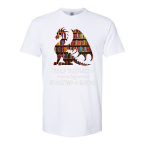 Easily Distracted By Dragon And Books Nerds Softstyle CVC T-Shirt