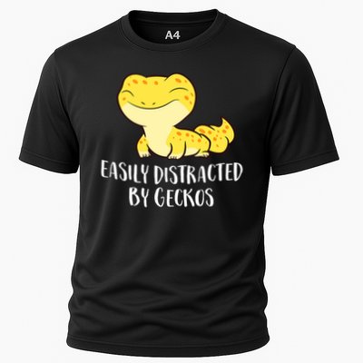 Easily Distracted By Geckos Cute Leopard Lizard Love Gecko Cooling Performance Crew T-Shirt