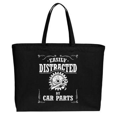 Easily Distracted By Car Parts Cotton Canvas Jumbo Tote