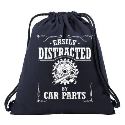 Easily Distracted By Car Parts Drawstring Bag