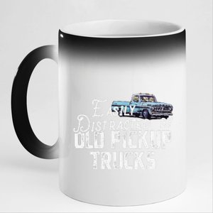 Easily Distracted By Old Pickup Trucks Cute Trucker 11oz Black Color Changing Mug