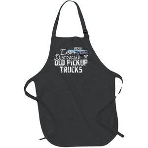 Easily Distracted By Old Pickup Trucks Cute Trucker Full-Length Apron With Pockets