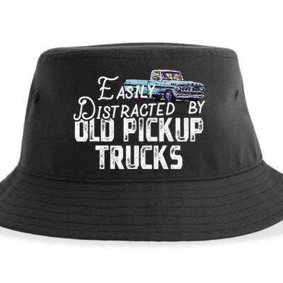 Easily Distracted By Old Pickup Trucks Cute Trucker Sustainable Bucket Hat
