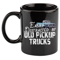 Easily Distracted By Old Pickup Trucks Cute Trucker 11oz C Handle Ceramic Mug