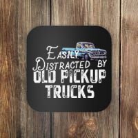 Easily Distracted By Old Pickup Trucks Cute Trucker Coaster