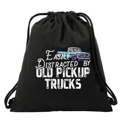 Easily Distracted By Old Pickup Trucks Cute Trucker Drawstring Bag