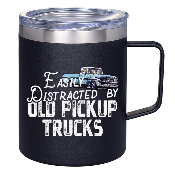 Easily Distracted By Old Pickup Trucks Cute Trucker 12oz Stainless Steel Coffee Mug