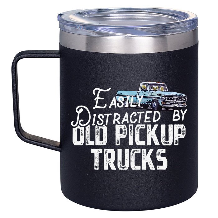 Easily Distracted By Old Pickup Trucks Cute Trucker 12oz Stainless Steel Coffee Mug