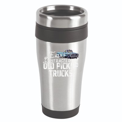 Easily Distracted By Old Pickup Trucks Cute Trucker 16oz Travel Tumbler