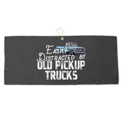 Easily Distracted By Old Pickup Trucks Cute Trucker Large Microfiber Waffle Golf Towel