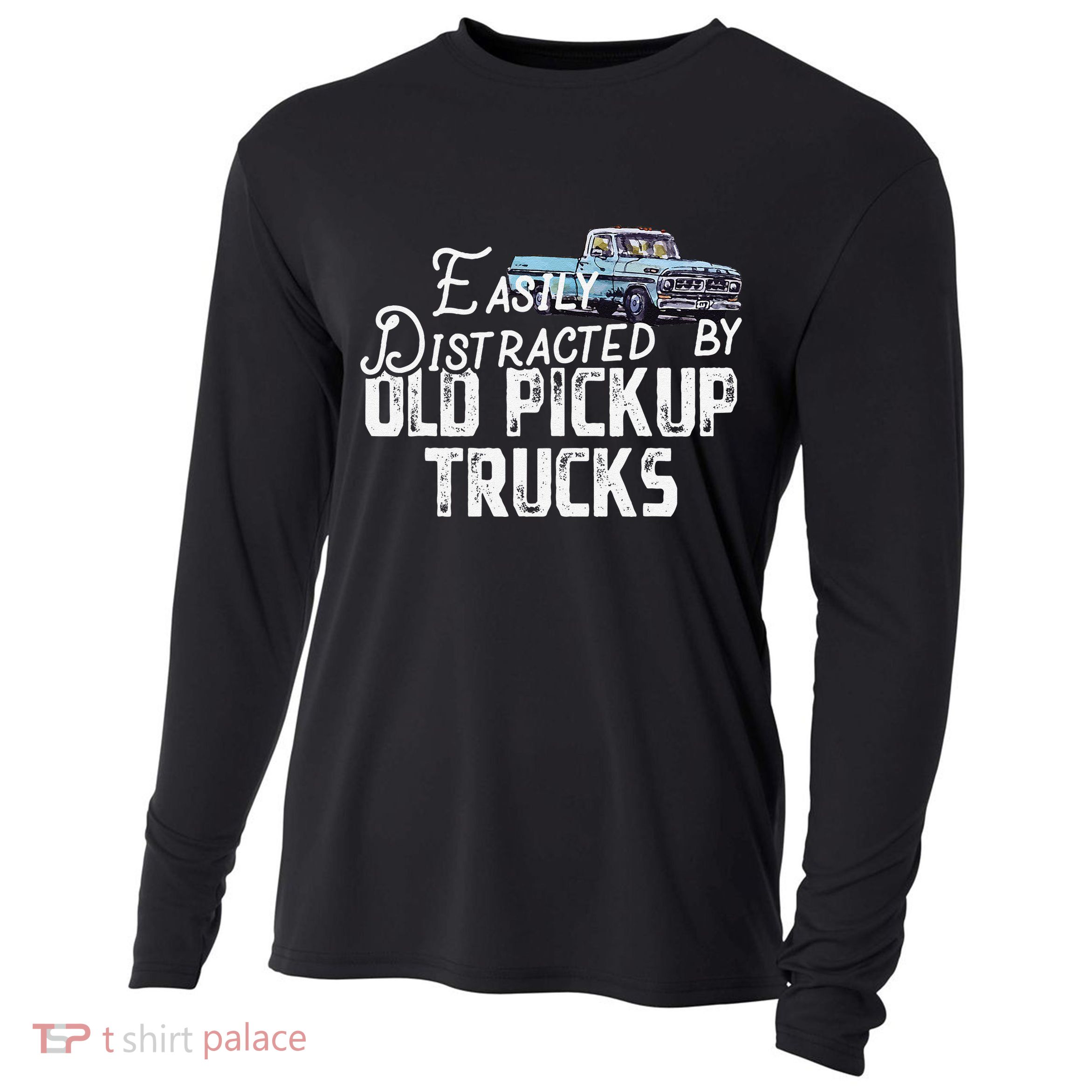 Easily Distracted By Old Pickup Trucks Cute Trucker Cooling Performance Long Sleeve Crew