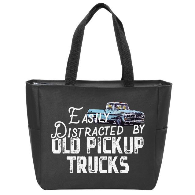 Easily Distracted By Old Pickup Trucks Cute Trucker Zip Tote Bag