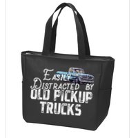 Easily Distracted By Old Pickup Trucks Cute Trucker Zip Tote Bag
