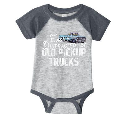 Easily Distracted By Old Pickup Trucks Cute Trucker Infant Baby Jersey Bodysuit