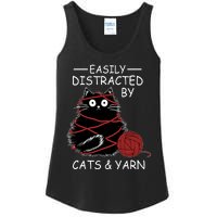 Easily Distracted By Cats And Yarn Kitten Lover Crochet Ladies Essential Tank