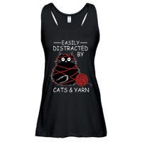 Easily Distracted By Cats And Yarn Kitten Lover Crochet Ladies Essential Flowy Tank