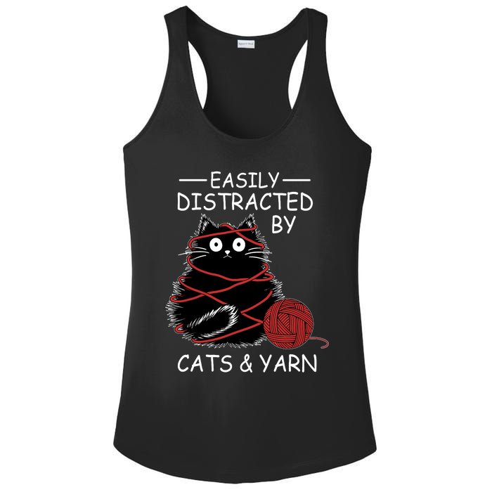 Easily Distracted By Cats And Yarn Kitten Lover Crochet Ladies PosiCharge Competitor Racerback Tank