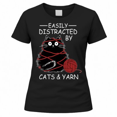 Easily Distracted By Cats And Yarn Kitten Lover Crochet Women's T-Shirt