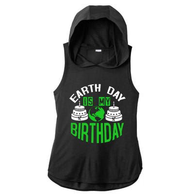 Earth Day Birthday Celebration Graphic Ladies PosiCharge Tri-Blend Wicking Draft Hoodie Tank