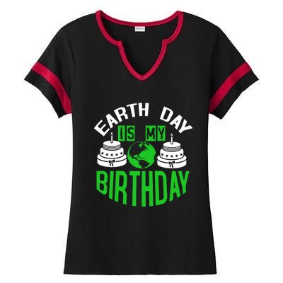 Earth Day Birthday Celebration Graphic Ladies Halftime Notch Neck Tee