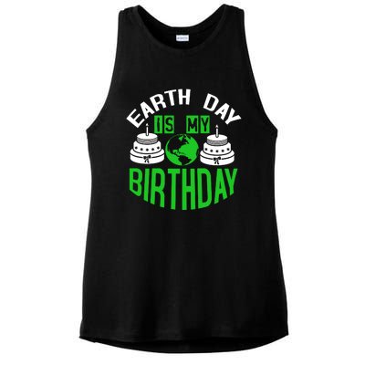 Earth Day Birthday Celebration Graphic Ladies PosiCharge Tri-Blend Wicking Tank