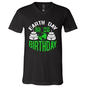 Earth Day Birthday Celebration Graphic V-Neck T-Shirt